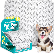 Load image into Gallery viewer, White Mud Cloth Washable Pet Pee Pads (2 Pack)
